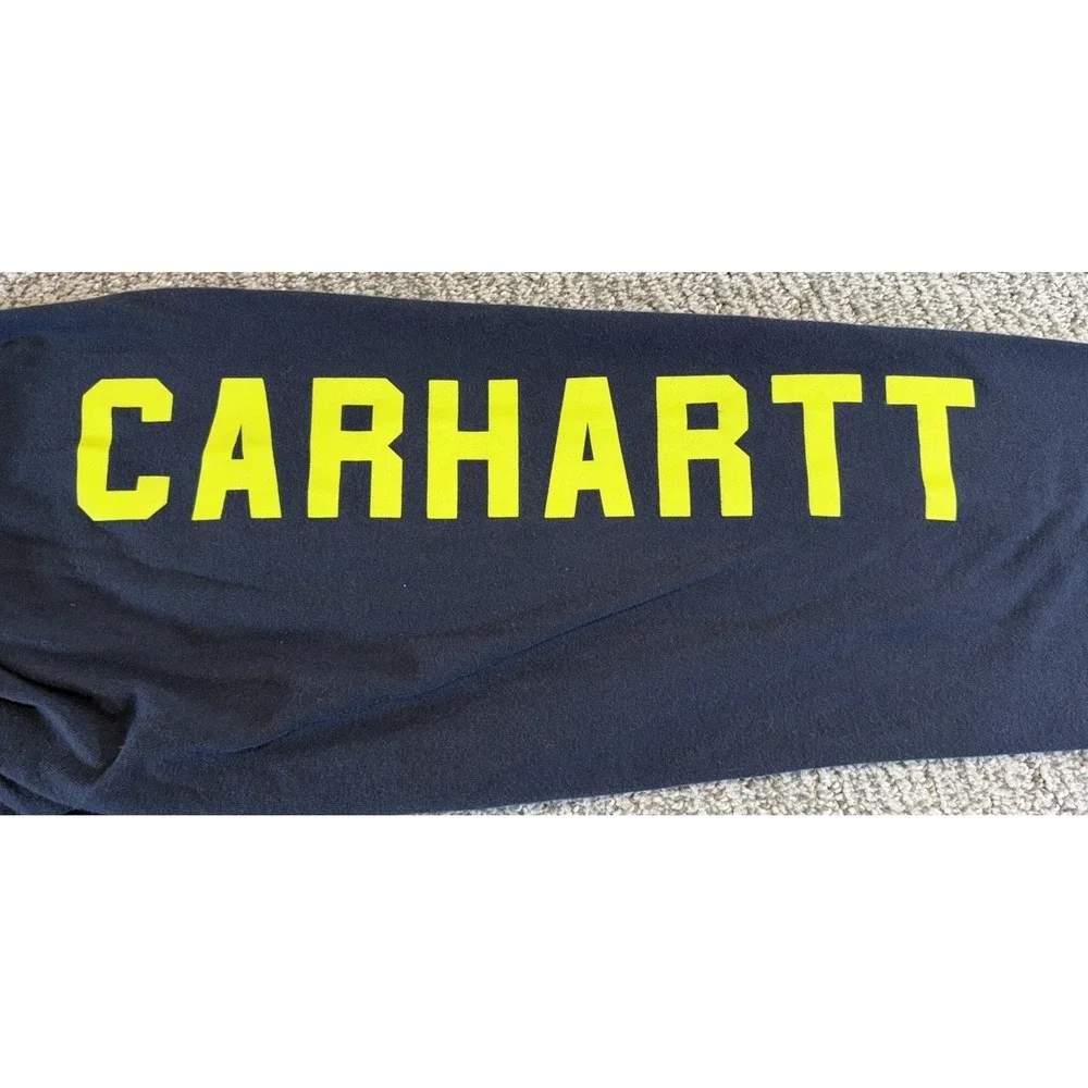 Carhartt Force Hoodie Shirt Mens XL Navy Blue Relaxed Fit Stretch Workwear - Picture 4 of 9